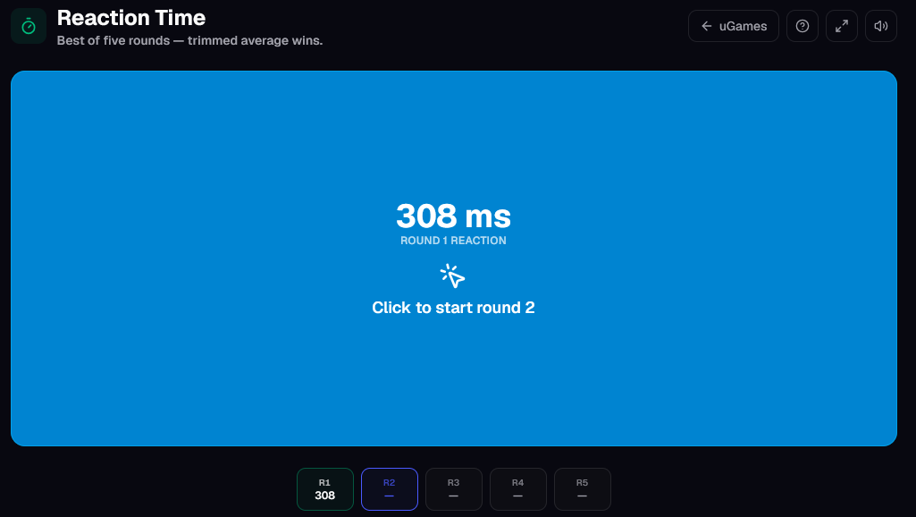 Your reaction time for the round